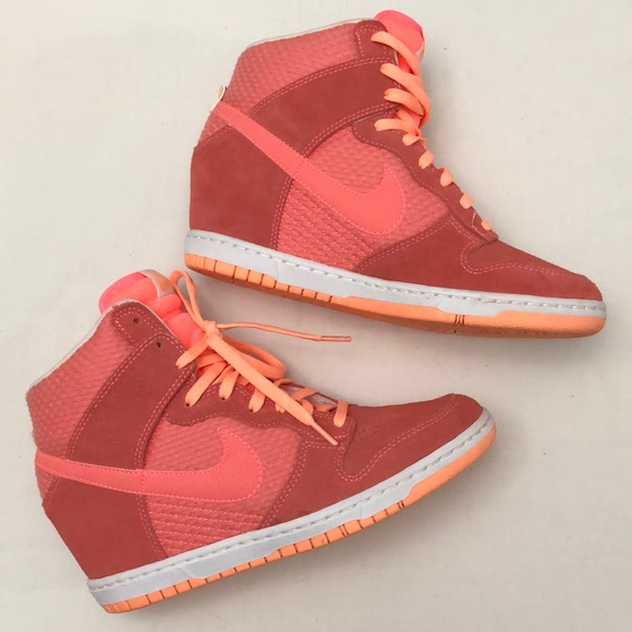 Nike Shoes | Nike Sz Dunk Sky Hi Coral Orange Wedge Sneakers | Poshmark